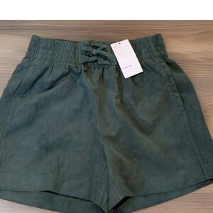VINCE Shorts Women's High Rise Elastic Tie Waist  Cedar Green L NWT Casual